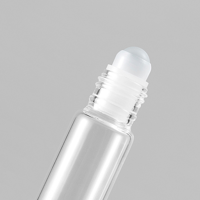 5ml 10ml cosmetic packaging clear essential oil roller bottle skincare perfume oil tube with white lid