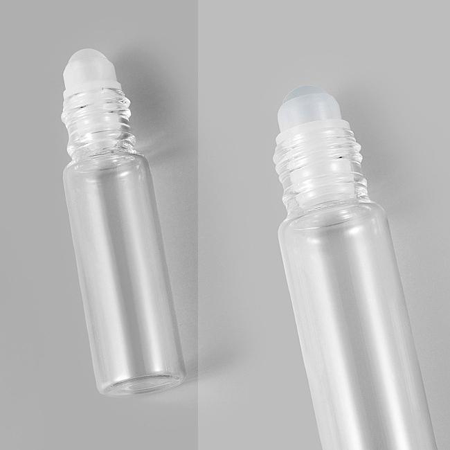 5ml 10ml cosmetic packaging clear essential oil roller bottle skincare perfume oil tube with white lid