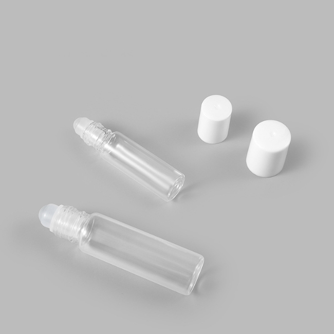 5ml 10ml cosmetic packaging clear essential oil roller bottle skincare perfume oil tube with white lid