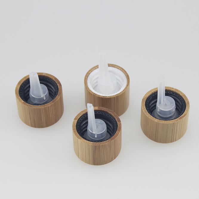 5ml 10ml empty skin care glass bottle with wood bamboo euro dripper lid