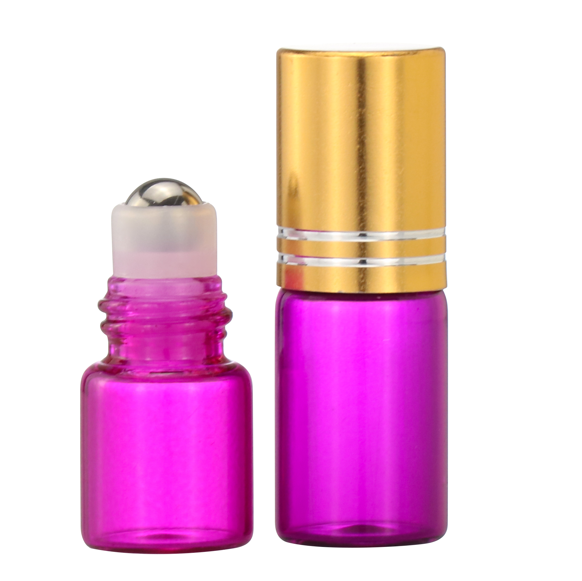 5ml 10ml essential oil roll on thick glass bottle Gradient color metal roller and PP cap
