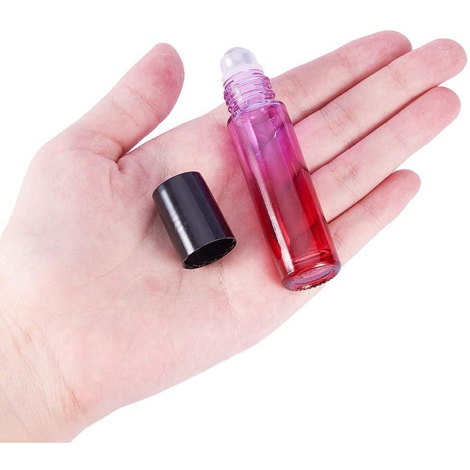 5ml 10ml essential oil roll on thick glass bottle Gradient color metal roller and PP cap