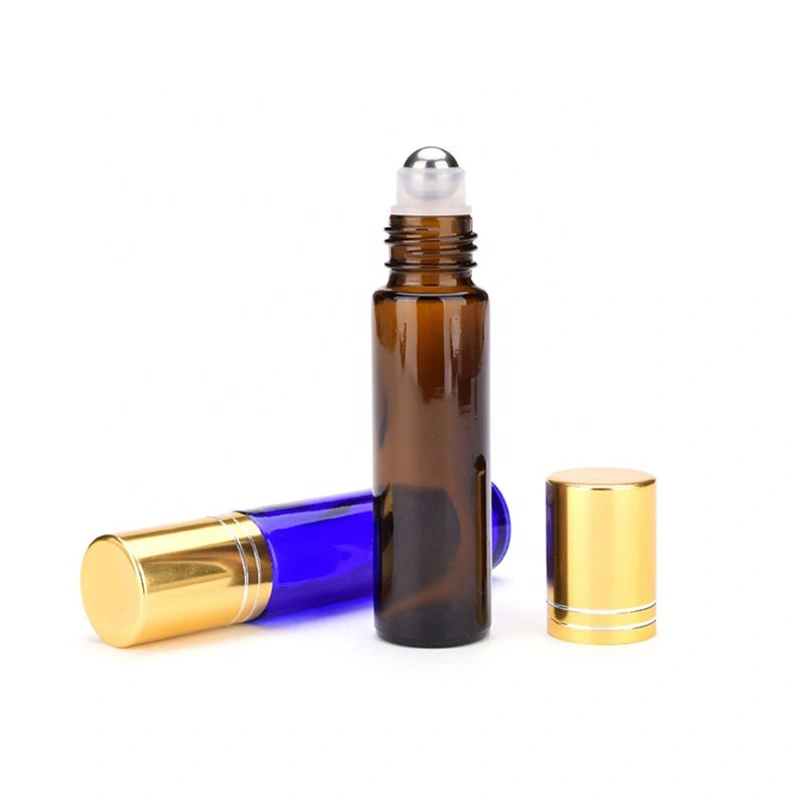 5ml 10ml eye serum essential oil custom opaque 10ml green glass roller bottle with gem stone roller ball