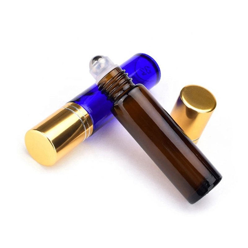 5ml 10ml eye serum essential oil custom opaque 10ml green glass roller bottle with gem stone roller ball
