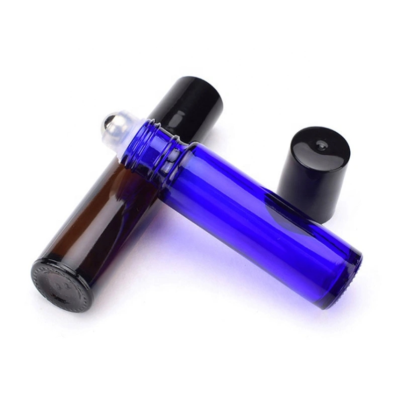 5ml 10ml eye serum essential oil custom opaque 10ml green glass roller bottle with gem stone roller ball