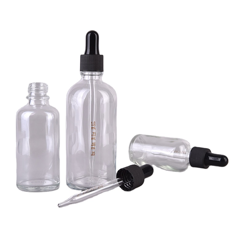 5ml 10ml glass clear/amber essential oil bottle 30 ml 50ml glass dropper bottle with gold cap for aroma perfume oil