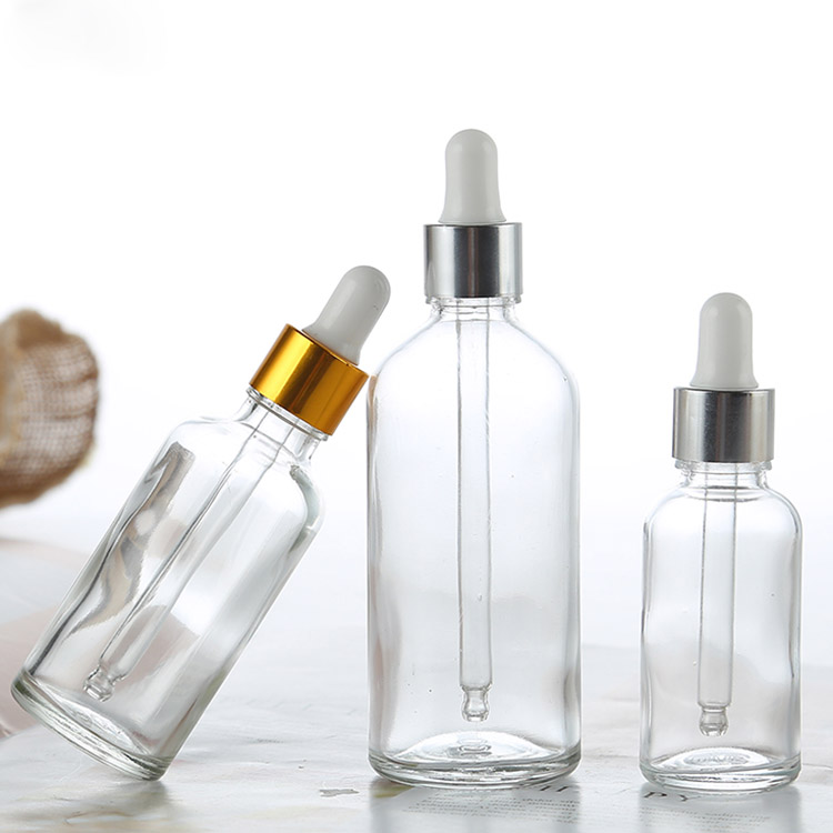 5ml 10ml glass clear/amber essential oil bottle 30 ml 50ml glass dropper bottle with gold cap for aroma perfume oil