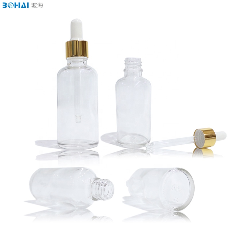 5ml 10ml glass clear/amber essential oil bottle/glass bottle 30 ml 50ml glass dropper bottle with gold cap for aroma perfume oil