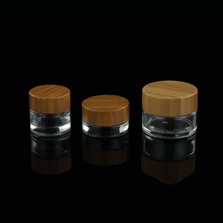 5ml 10ml luxury mini cosmetic containers bamboo lid packaging eye cream gel frosted glass jar