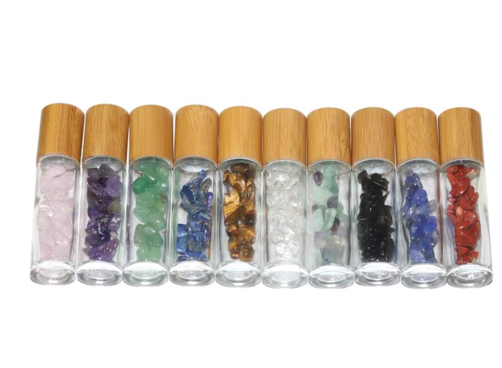 5ml 10ml pink green gemstone glass roll-on bottle bottle for essential oil perfume