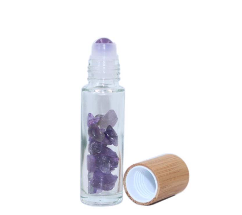 5ml 10ml pink green gemstone glass roll-on bottle bottle for essential oil perfume