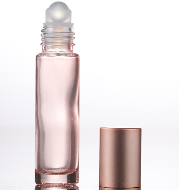 5ml 10ml rose Gold glass roll on bottle with glass roller and cap