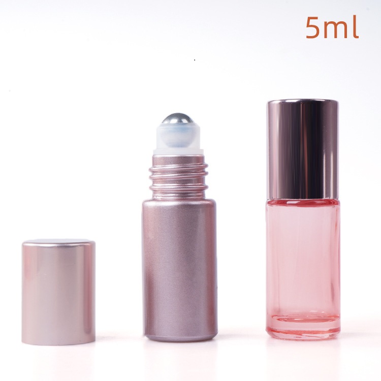 5ml 10ml rose gold color glass roll on bottles 1/3. oz perfume bottle, essential oil roller bottle with rose golden lid
