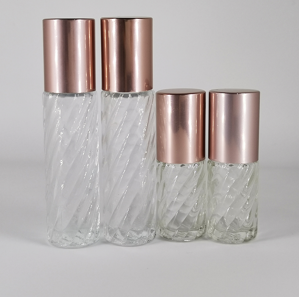 5ml 10ml swirl glass bottle with gold cap rose gold lid for essential oil