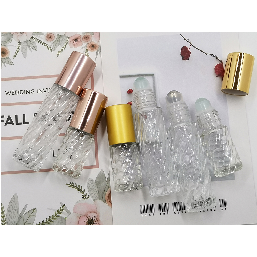 5ml 10ml swirl glass bottle with gold cap rose gold lid for essential oil
