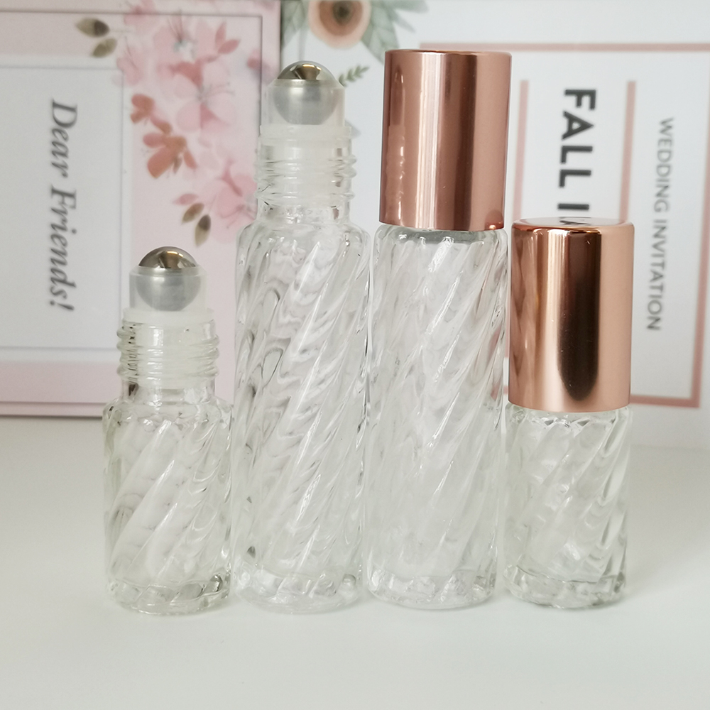 5ml 10ml swirl glass bottle with gold cap rose gold lid for essential oil
