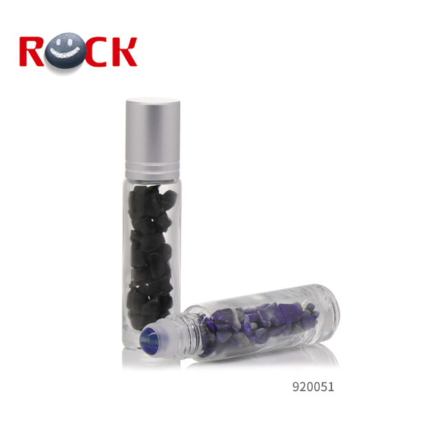 5ml 10ml thick glass essential oil roll on bottles with gemstones roller ball