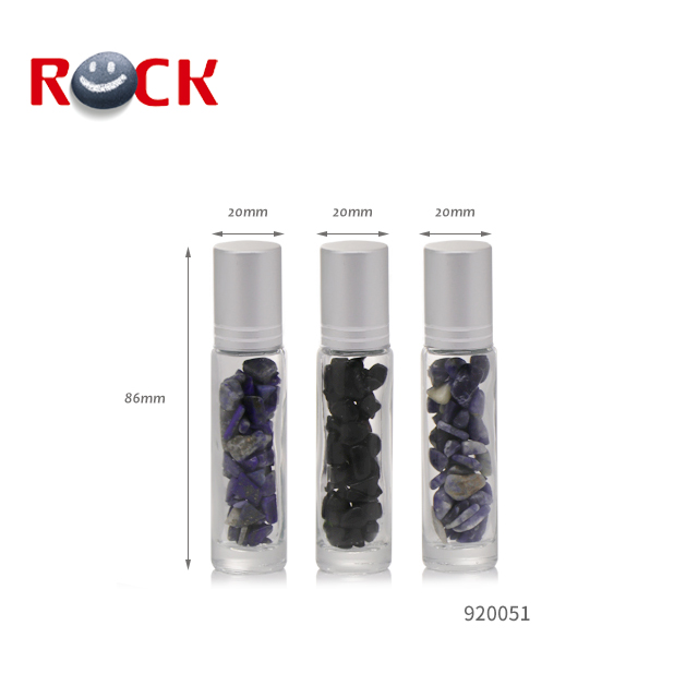 5ml 10ml thick glass essential oil roll on bottles with gemstones roller ball