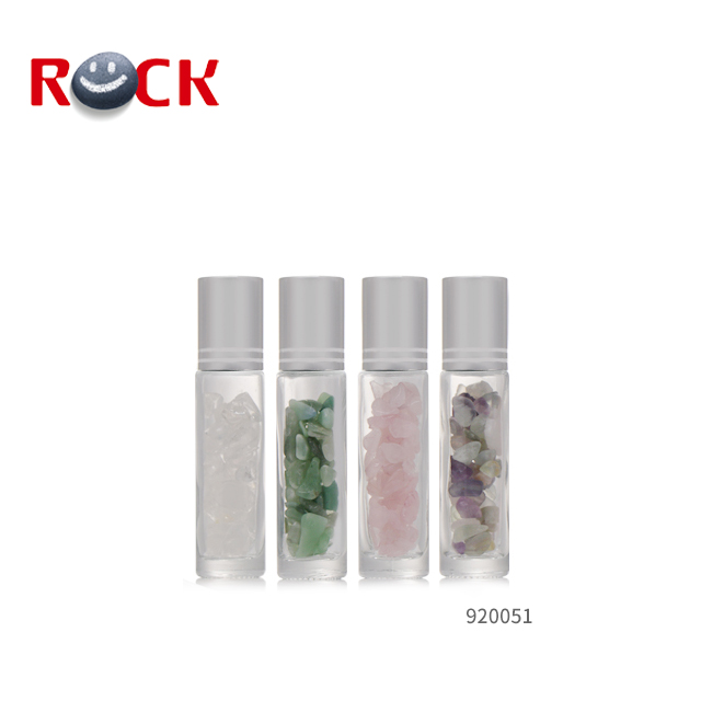 5ml 10ml thick glass essential oil roll on bottles with gemstones roller ball
