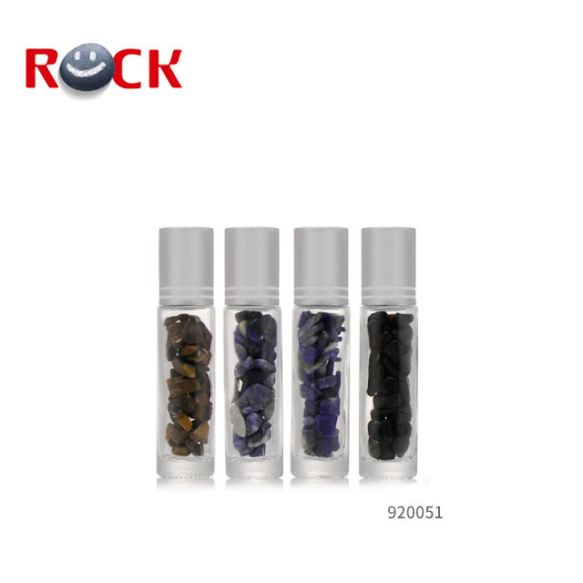 5ml 10ml thick glass essential oil roll on bottles with gemstones roller ball