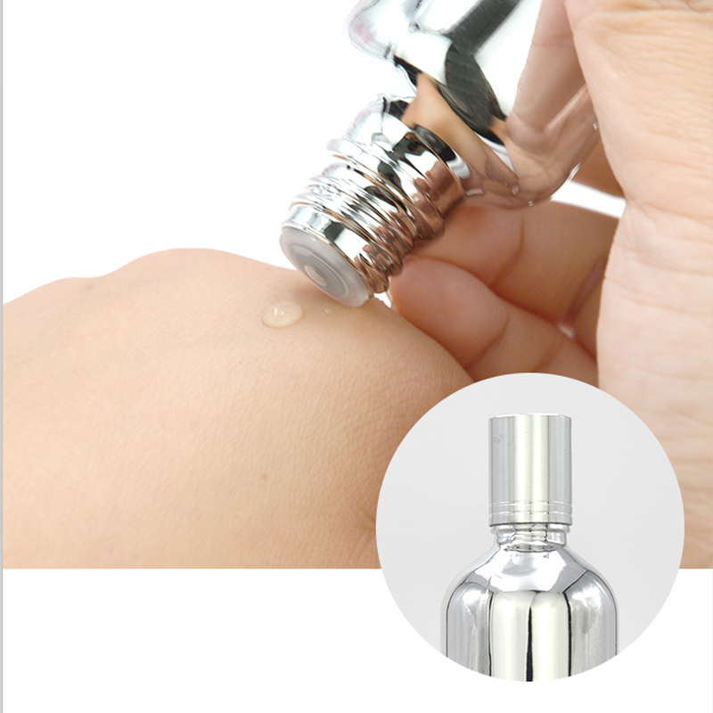 5ml 10ml15ml20ml30ml50ml100ml electroplated silver essential oil bottle perfume spray bottle press emulsion glass bottle