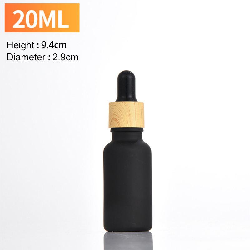 5ml 15ml 20ml 30ml 50ml 100ml Bamboo Frosted Matte Black Amber Glass Bottle with Dropper