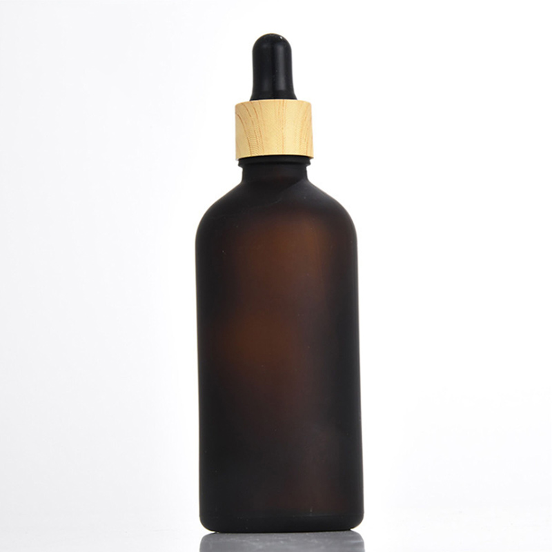 5ml 15ml 20ml 30ml 50ml 100ml Bamboo Frosted Matte Black Amber Glass Bottle with Dropper