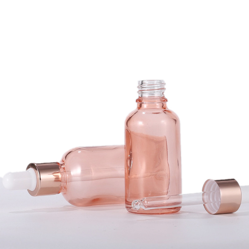 5ml 15ml 20ml 30ml 50ml 100ml Pink Glass Euro Round Dropper Bottle Rose Essential Oil Bottle