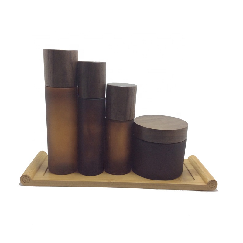 5ml 15ml 20ml 30ml 50ml Glass Bamboo Dropper Frosted Amber Essential Oil Bottle with Child Resistant Cap