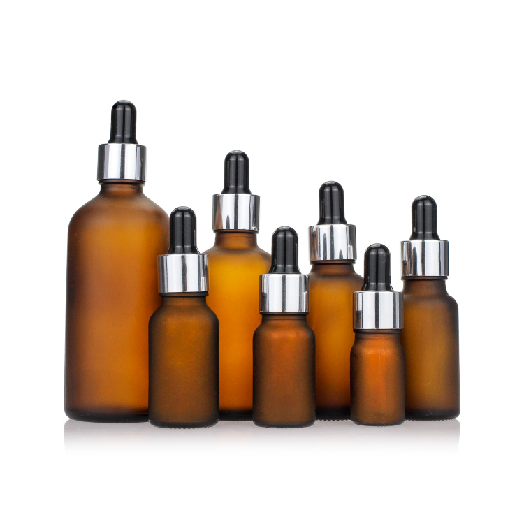 5ml 15ml 20ml 30ml 50ml Glass Dropper Frosted Amber Essential Oil Bottle with Child Resistant Cap