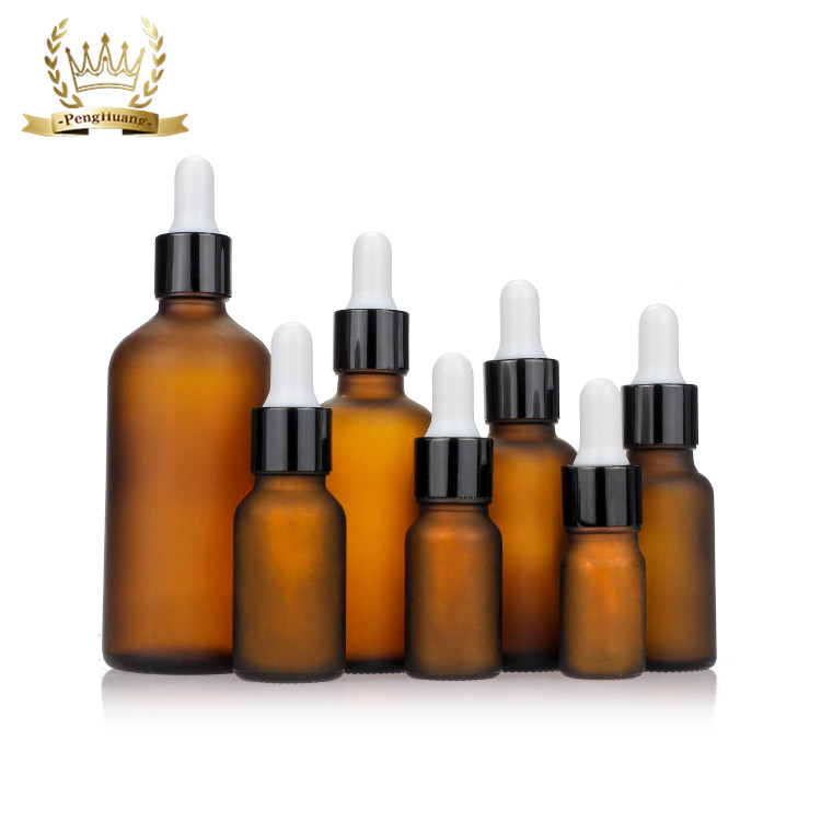 5ml 15ml 20ml 30ml 50ml Glass Dropper Frosted Amber Essential Oil Bottle with Child Resistant Cap