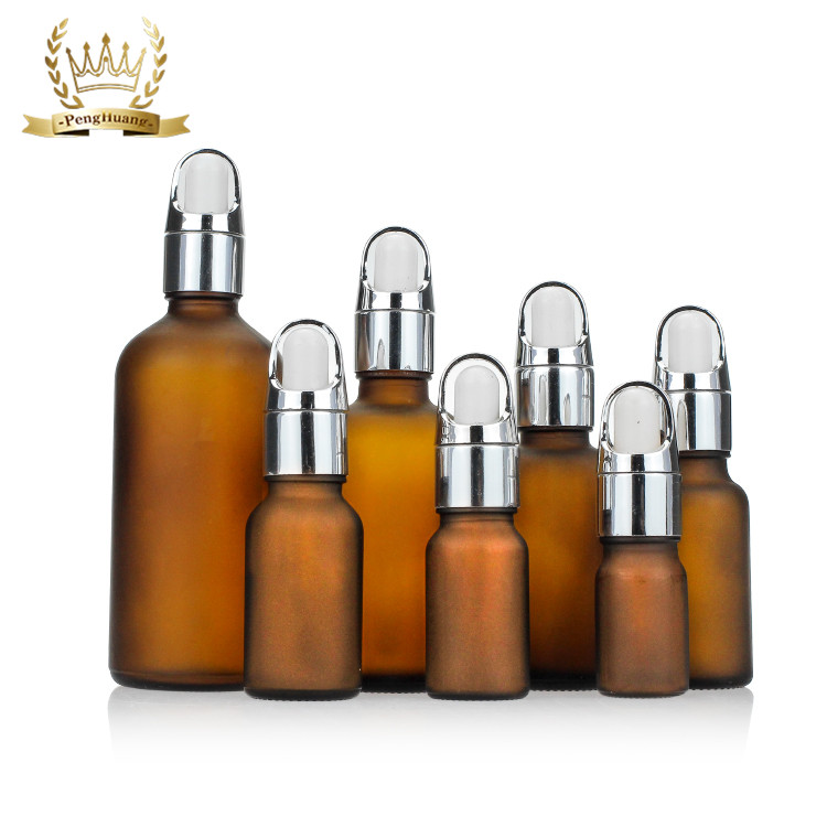 5ml 15ml 20ml 30ml 50ml Glass Dropper Frosted Amber Essential Oil Bottle with Child Resistant Cap