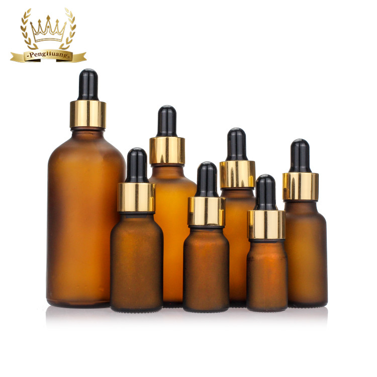 5ml 15ml 20ml 30ml 50ml Glass Dropper Frosted Amber Essential Oil Bottle with Child Resistant Cap