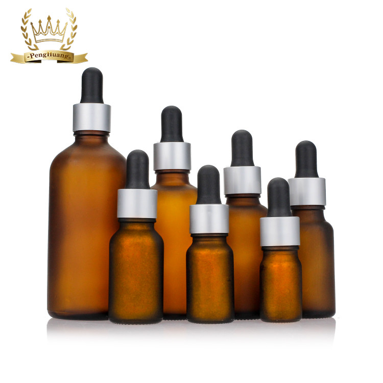 5ml 15ml 20ml 30ml 50ml Glass Dropper Frosted Amber Essential Oil Bottle with Child Resistant Cap