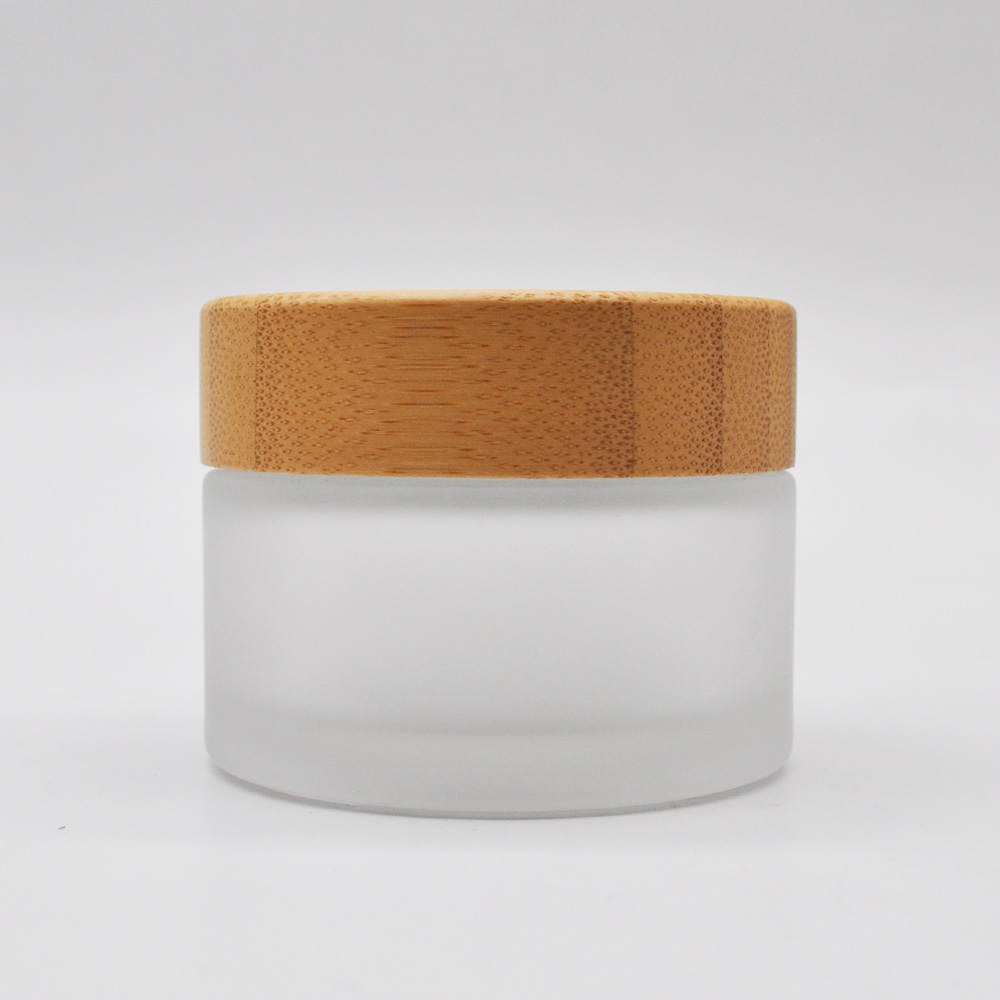 5ml 15ml 30ml 50ml 100 ml clear frosted glass jar with bamboo lid