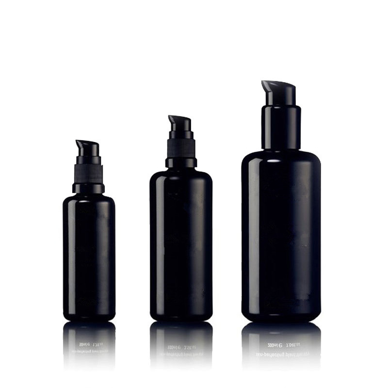 5ml 15ml 30ml 50ml 100ml 150ml 200ml 250ml black Dark violet glass essential oil lotion cosmetic bottle and jar