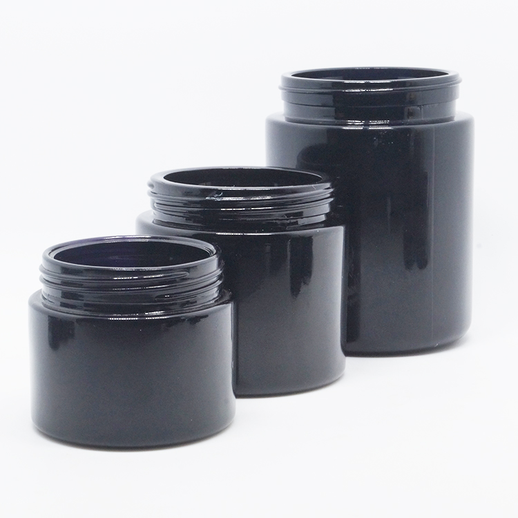 5ml 15ml 30ml 50ml 100ml 150ml 200ml 250ml dark violet glass jar glass bottle with plastic lid metal lid