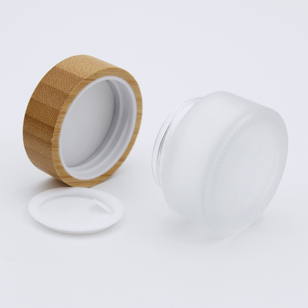 5ml 15ml 30ml 50ml 100ml Empty Cosmetic Packaging Glass Cream Jar With Bamboo Lid