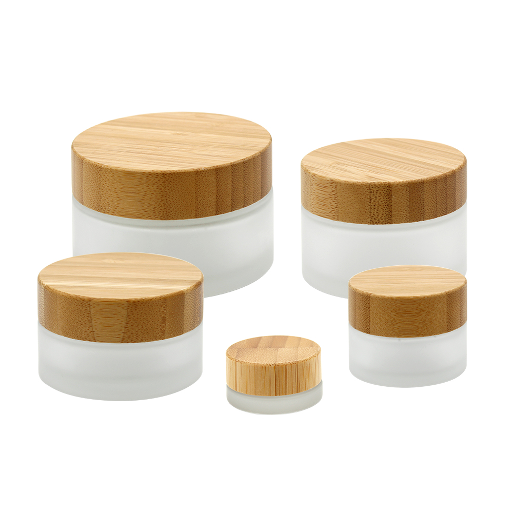 5ml 15ml 30ml 50ml 100ml Empty Cosmetic Packaging Glass Cream Jar With Bamboo Lid