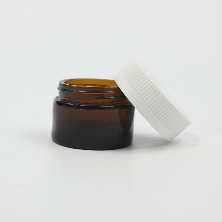 5ml 15ml 30ml 50ml 100ml Frosted amber cosmetic glass cream jar with custom printing with wooden lid gold lid silver lid