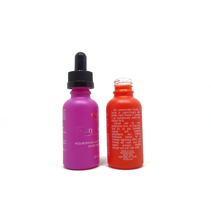 5ml 15ml 30ml 50ml 100ml Pink Frost Glass Serum Cosmetic Oil Dropper Bottles with Bamboo Lid