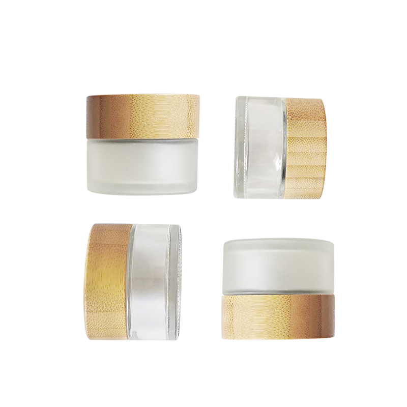 5ml 15ml 30ml 50ml 100ml clear frosted container bamboo lid glass cosmetic cream jar with bamboo lid