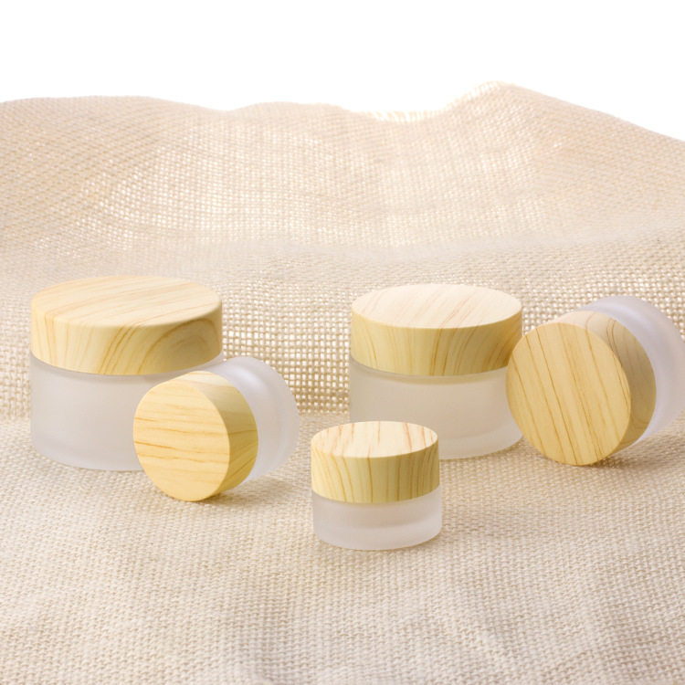 5ml 15ml 30ml 50ml 100ml clear frosted cosmetic cream glass jar with bamboo lid for body cream