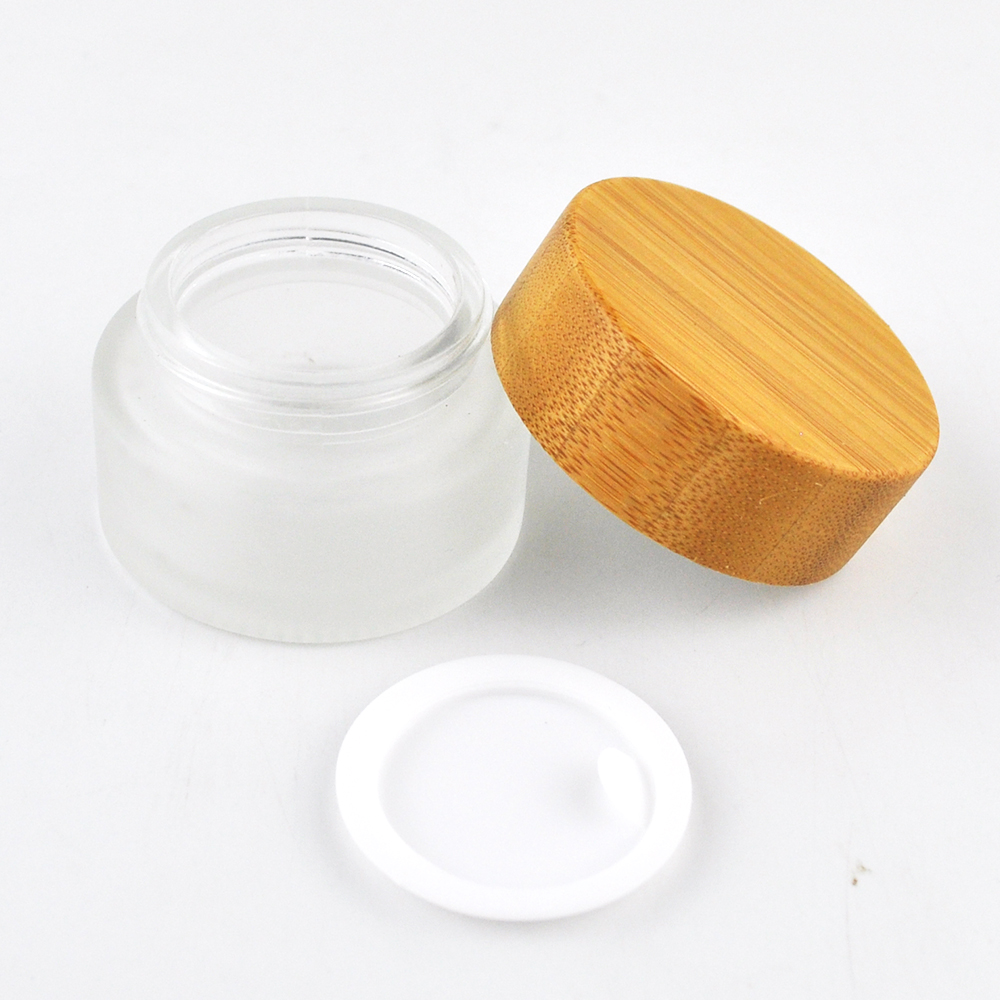 5ml 15ml 30ml 50ml 100ml  most popular frosted  cosmetic essence cream jar with bamboo lids