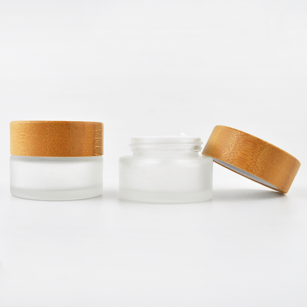 5ml 15ml 30ml 50ml 100ml most popular frosted cosmetic essence cream jar with bamboo lids