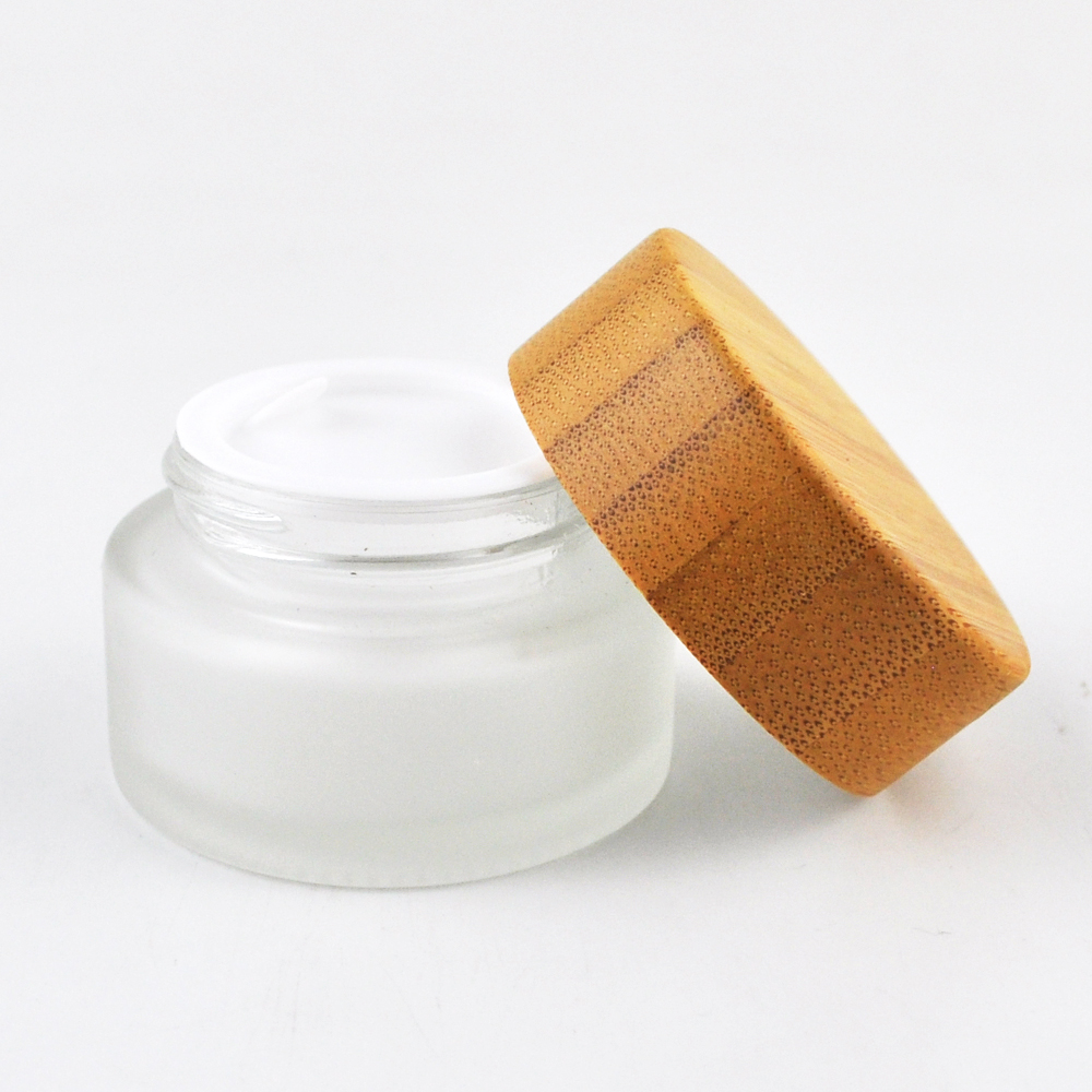 5ml 15ml 30ml 50ml 100ml most popular frosted cosmetic essence cream jar with bamboo lids
