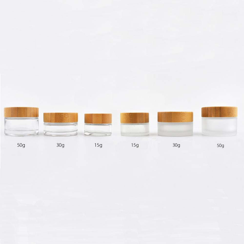 5ml 15ml 30ml 50ml 100ml most popular frosted cosmetic essence cream jar with bamboo lids