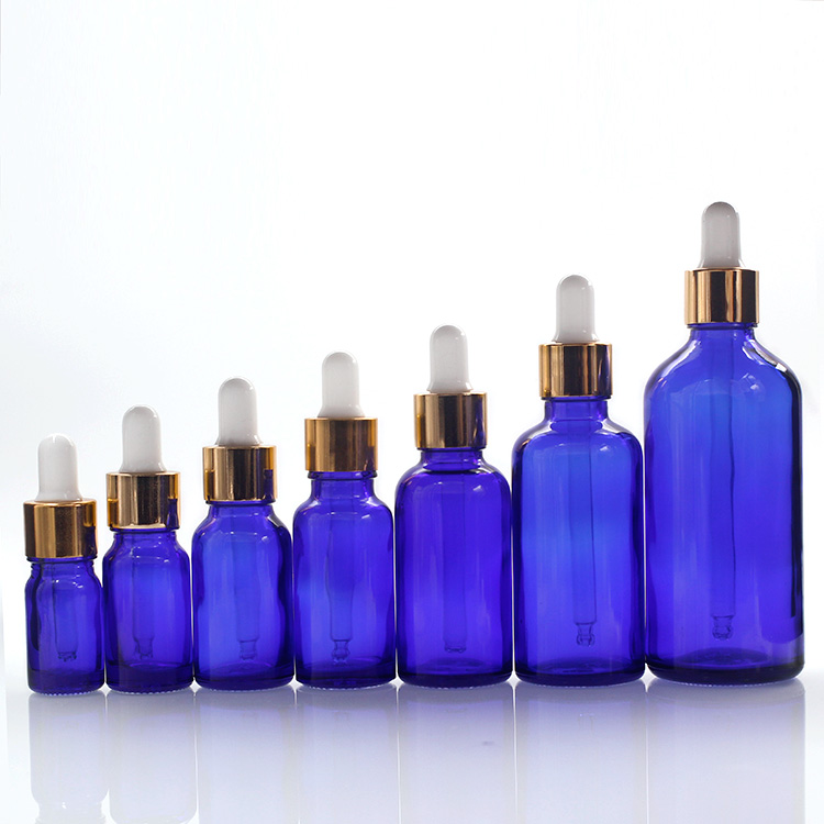 5ml 15ml 30ml Cobalt Blue Colored Dropper Empty Cosmetic Glass Bottle For Eliquid Essential Oil
