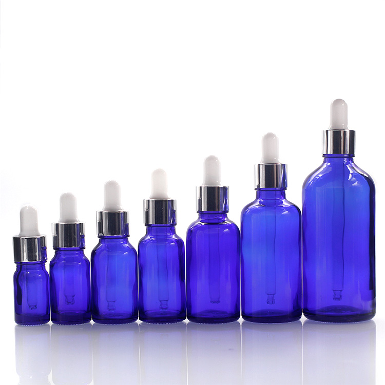 5ml 15ml 30ml Cobalt Blue Colored Dropper Empty Cosmetic Glass Bottle For Eliquid Essential Oil