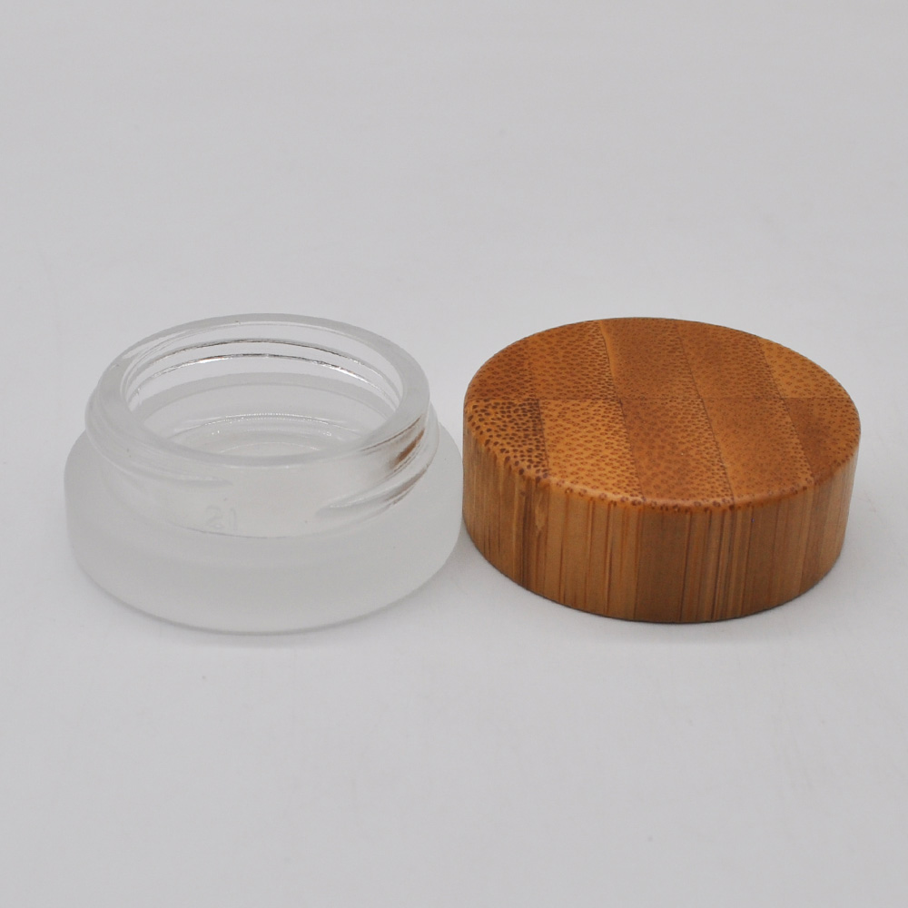 5ml 15ml 50ml 100ml face cream frosted clear bamboo wood lid 30 ml glass jar